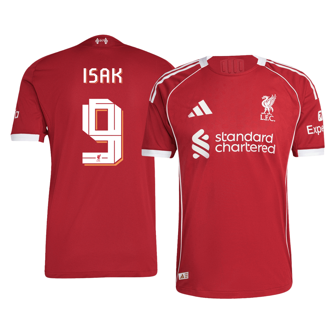 Maillot domicile version joueur Liverpool 2025/26 UCL ISAK #9 Coupe Slim