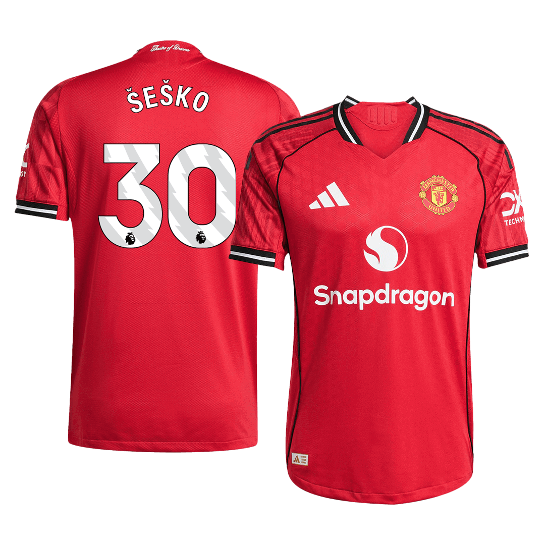 ManU Maglia Versione Giocatore Home 2025/26 ŠEŠKO #30 Slim Fit