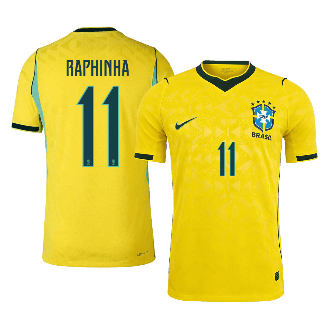 Brazil World Cup Player Version Trikot Heim 2026 RAPHINHA #11 Slim Fit