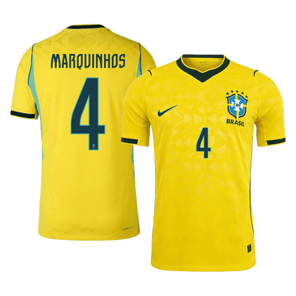 Brazil World Cup Player Version Trikot Heim 2026 MARQUINHOS #4 Slim Fit