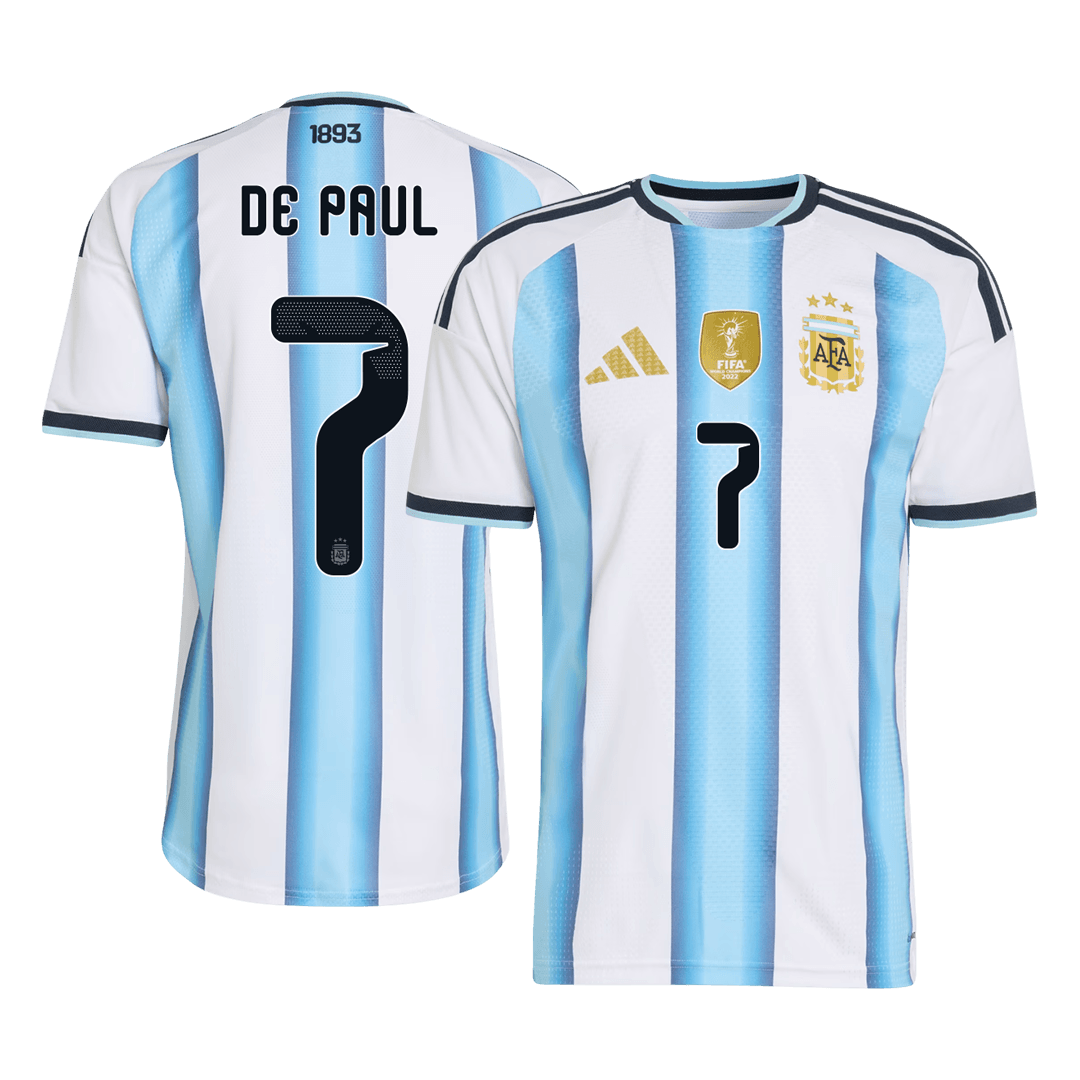 Maglia versione giocatore Argentina Coppa del Mondo Home 2026 DE PAUL #7 Slim Fit