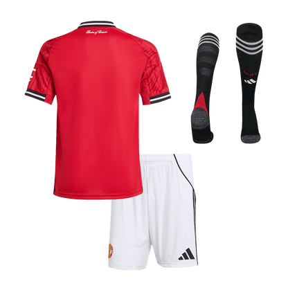 Kit completo Manchester United per bambini, divisa casa 2025/26