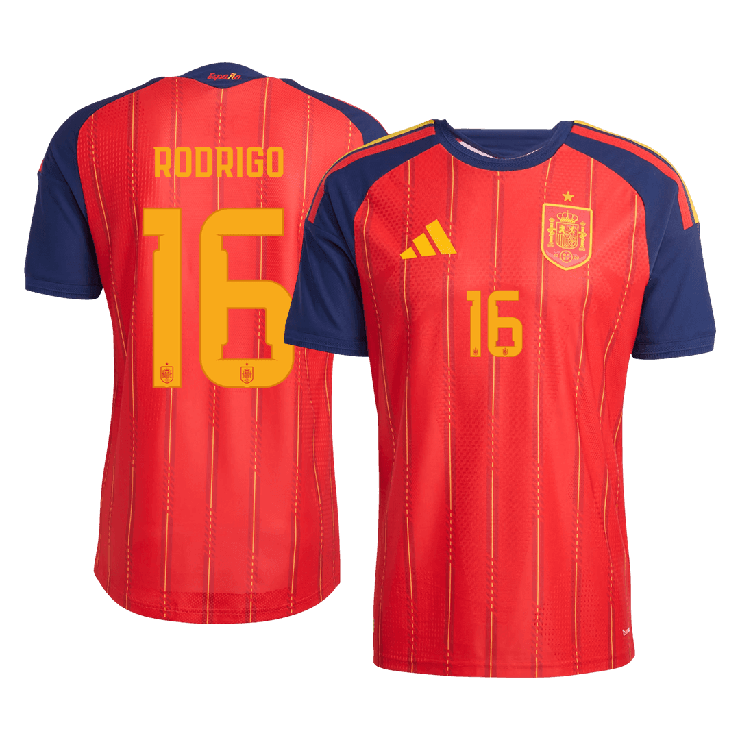 Maillot Espagne Coupe du Monde Version Joueur Domicile 2026 RODRIGO #16 Coupe ajustée