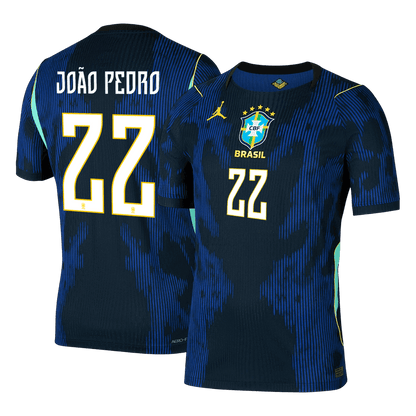 Brazil World Cup Player Version Trikot Auswärts 2026 JOÃO PEDRO #22 Slim Fit