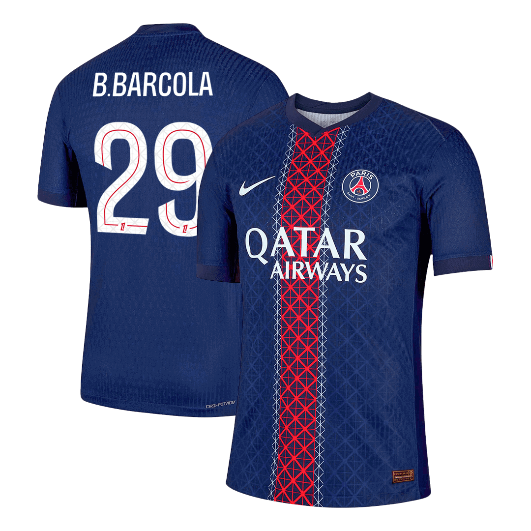 Maillot PSG Version Joueur Domicile 2025/26 B.BARCOLA #29 Coupe Ajustée