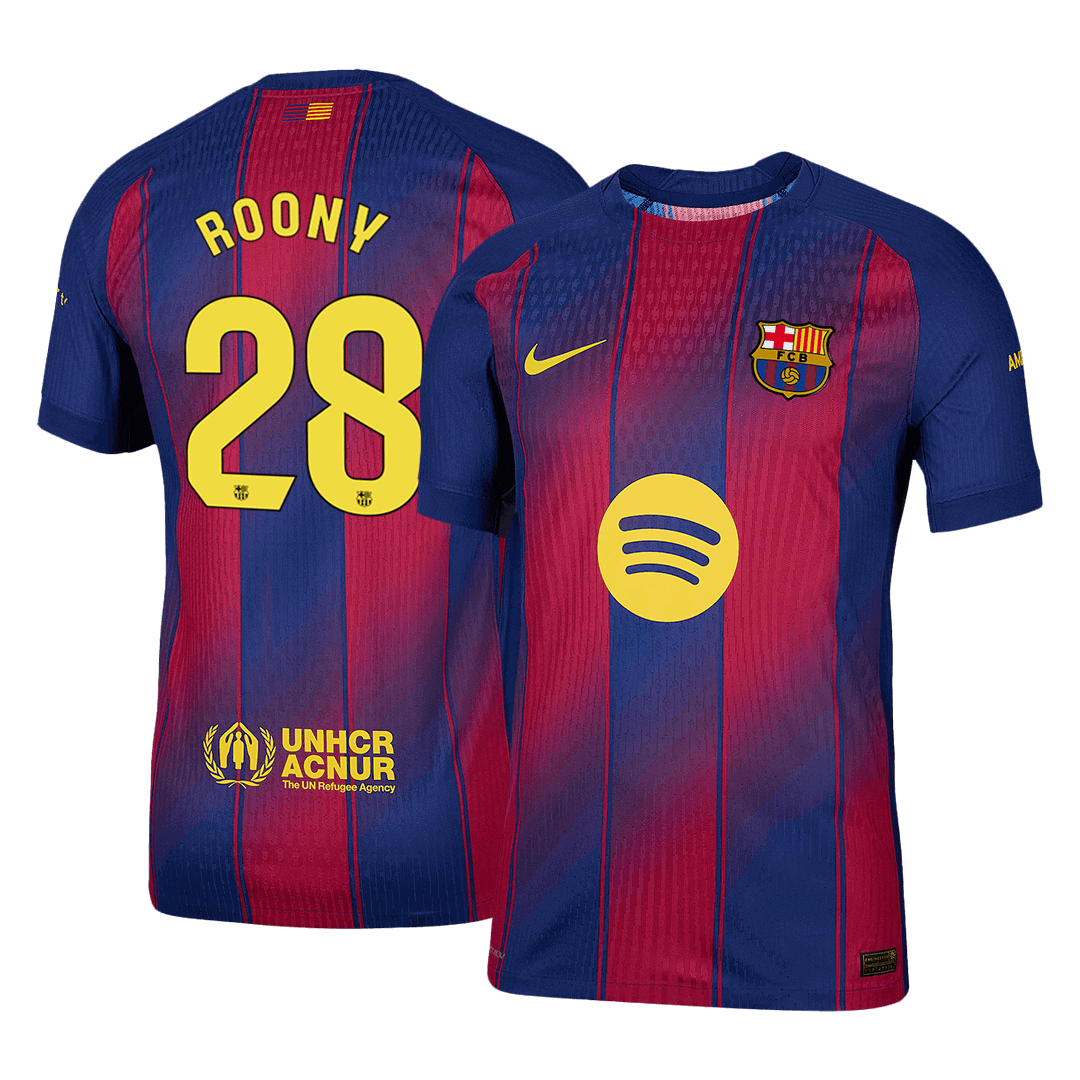 Maglia Versione Giocatore Barcellona Home 2025/26 ROONY #28 Slim Fit