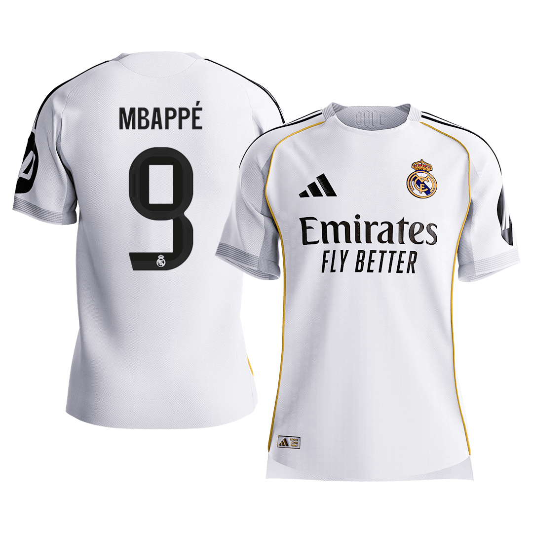 Maillot Domicile Les Blancos Version Joueur 2025/26 MBAPPÉ #9 Coupe Ajustée [PREMIUM]