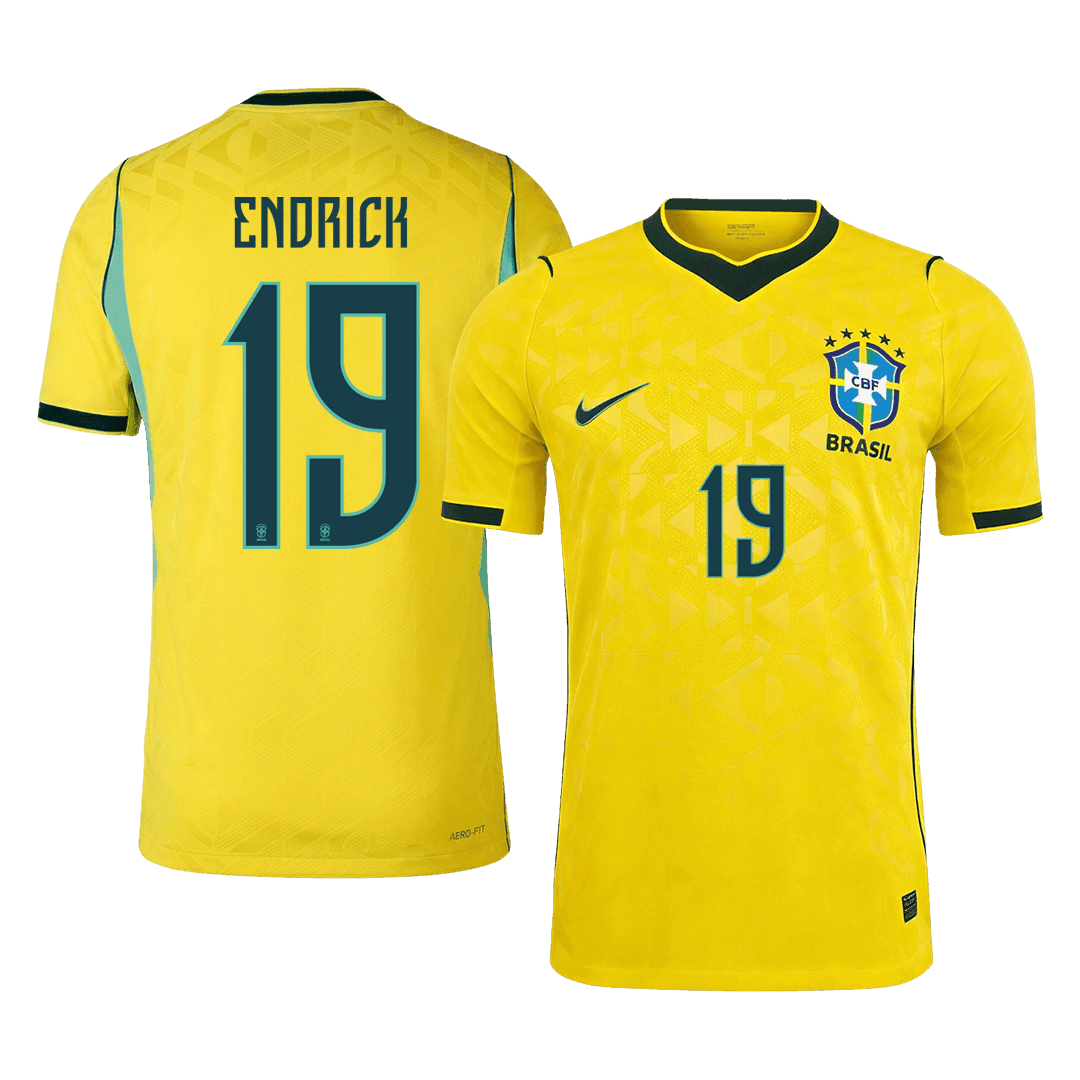 Brasile Maglia Versione Giocatore Mondiale 2026 ENDRICK #19 Slim Fit